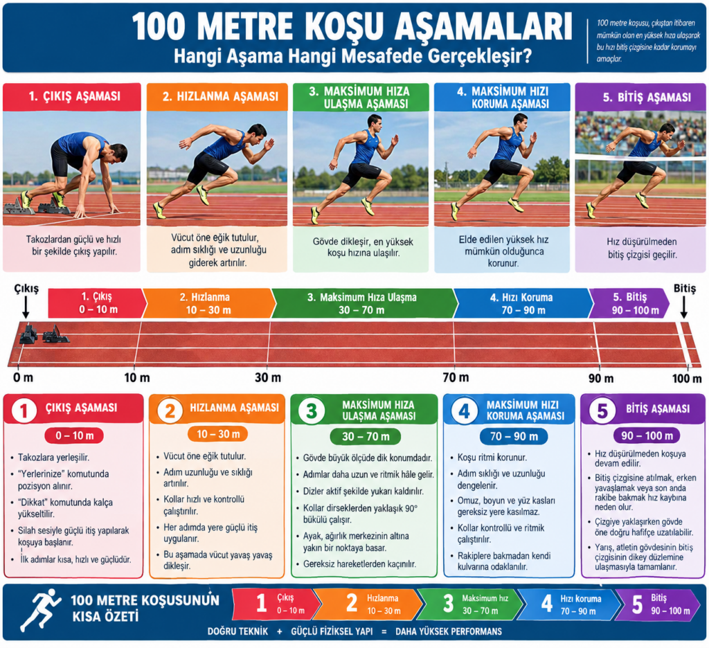 Atletizmde 100 m Koşu Aşamaları