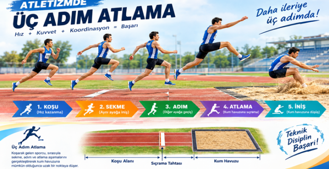Atletizmde Üç Adım Atlama, Aşamaları, Üç Adım Atlama Alanı ve kuralları