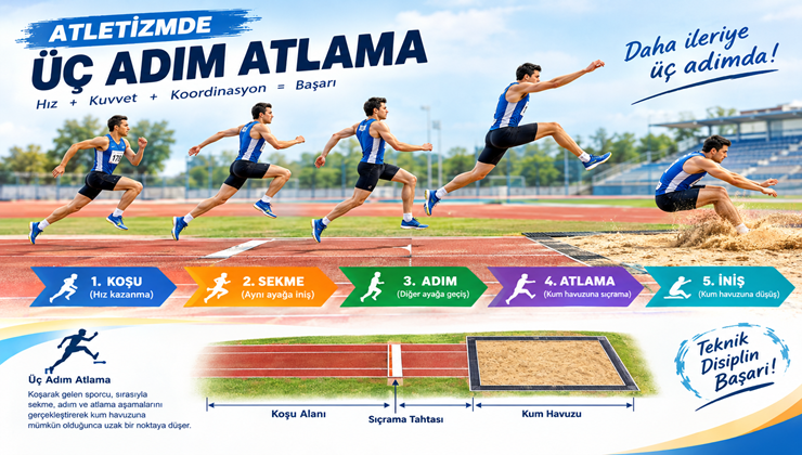 Atletizmde Üç Adım Atlama, Kuralları, Aşamaları