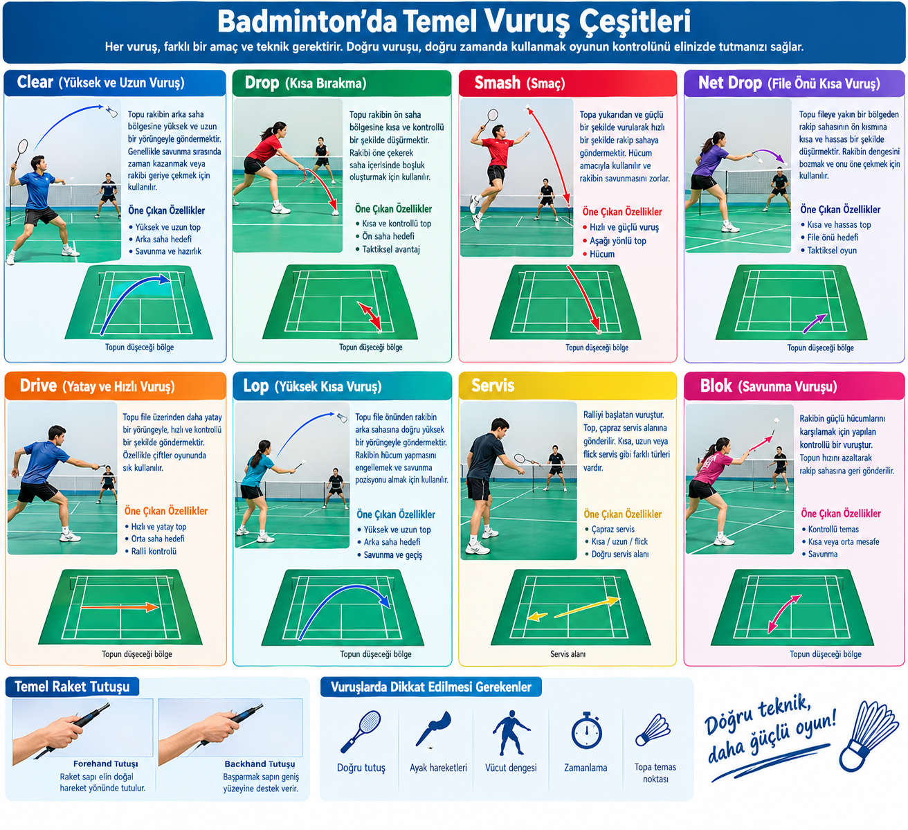 Badmintonda Temel Vuruşlar, Badmintonda Vuruş Çeşitleri, Badmi,ntonda Vuruş Çeşitleri Nelerdir?