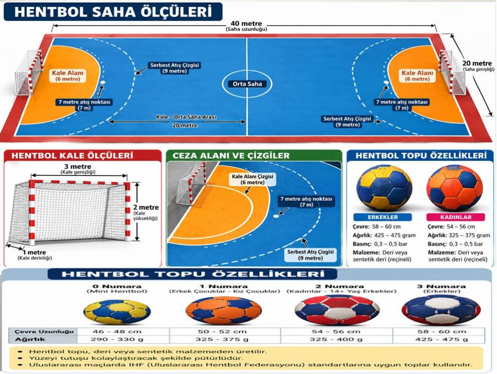 Hentbol Saha Ölçüleri, Kale Ölçüleri ve Topun Özellikleri Nelerdir?